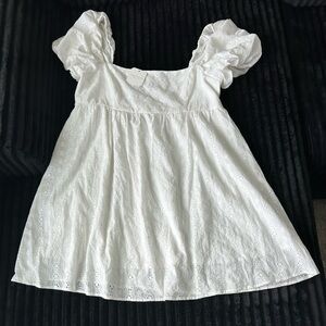 Altar’d State White Eyelet Babydoll Dress XL Puff Sleeve Cottagecore